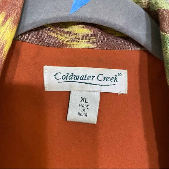 ColdWater Creek 3/4 sleeve jacket embroidered green orange paisley floral Sz XL - Picture 4 of 9
